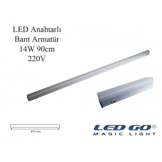 14W,90CM,ANAHTARLI LEDLI BANT ARMATÜR 220V,SIVA ÜSTÜ