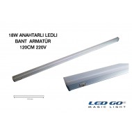 18W,120CM,ANAHTARLI LEDLI BANT ARMATÜR 220V,SIVA ÜSTÜ