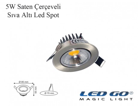 Saten Kasa COBLED Sıva Altı Downlight 5W