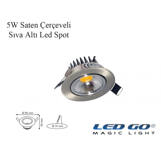 5W SATEN KASA LED DOWNLIGHT,220V,SIVA ALTI