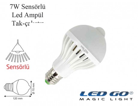 SENSÖRLÜ LED AMPUL,7W,220V.E27 DUYLU