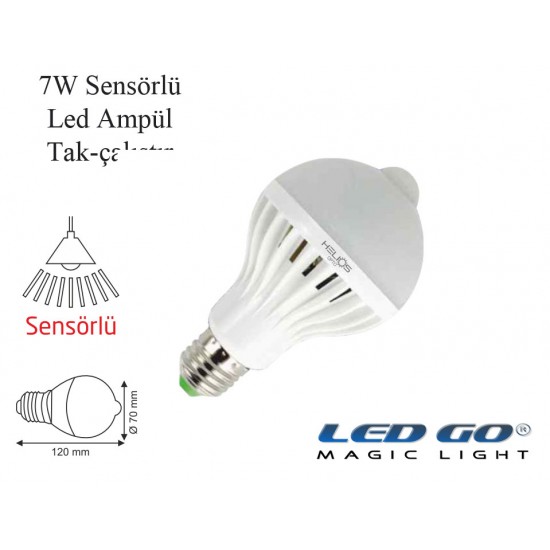 SENSÖRLÜ LED AMPUL,7W,220V.E27 DUYLU