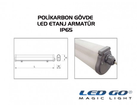 LET-20PCE | LED Polikarbon Gövdeli Etanj Armatür 20W IP65 620mm