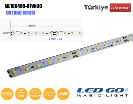 ML10C495-01VN30 | 2835 LEDBAR-50CM-60LED/M-24VDC CEM1 PCB 10mm OSRAM/SAMSUNG LED