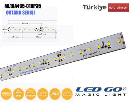 ML16A495-01VP35 | 2835 LEDBAR-50CM-70LED/M-24VDC CEM1 PCB 16mm OSRAM/SAMSUNG LED