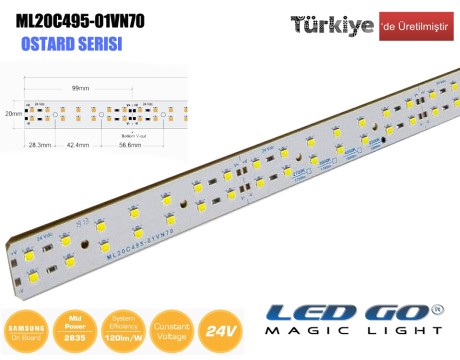 ML20C495-01VN70 | 2835 LEDBAR-50CM-70LED/M-24VDC CEM1 PCB 20mm OSRAM/SAMSUNG LED