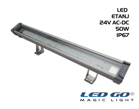 LET-50A-24V | 50W,24V AC-DC,TEMPERLİ CAMLI LED ETANJ ARMATÜR,IP67