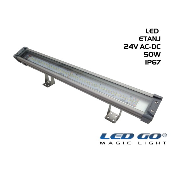 LET-50A-24V | 50W,24V AC-DC,TEMPERLİ CAMLI LED ETANJ ARMATÜR,IP67