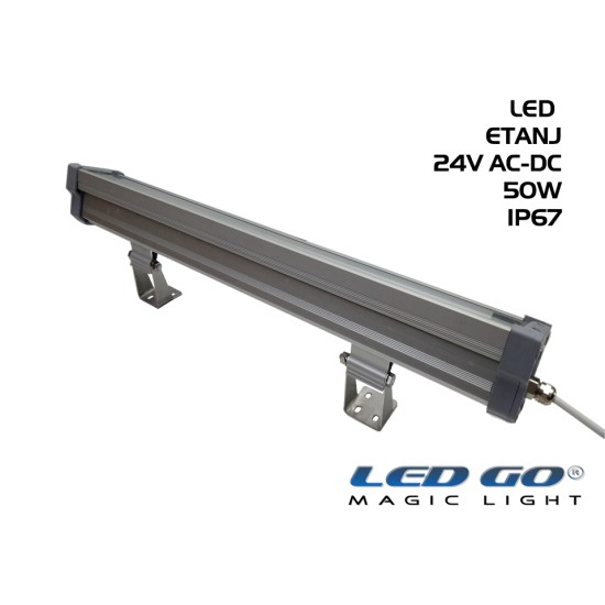 LET-50A-24V | 50W,24V AC-DC,TEMPERLİ CAMLI LED ETANJ ARMATÜR,IP67