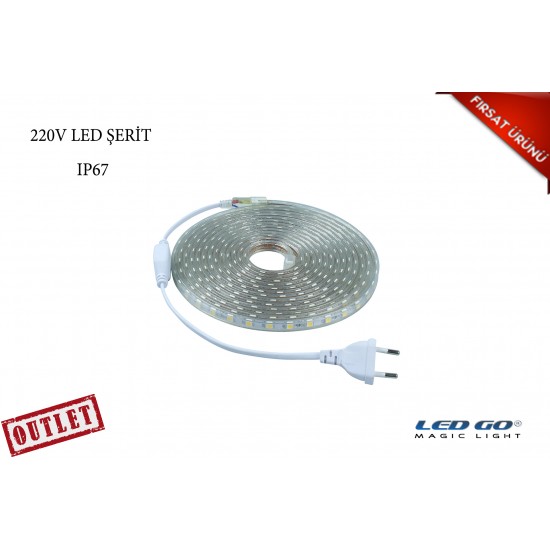 220V AMBER ŞERİT LED-TAM SİLİKONLU-7METRE