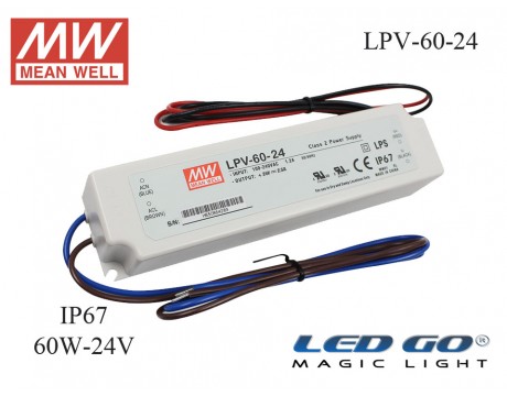 MEAN WELL  LPV-60-24 60 W, 24 V, 2.5 A,SABİT VOLTAJ