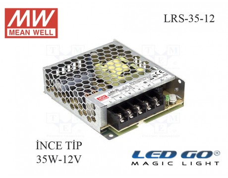 MEAN WELL  LRS-35-12  36 W, 12 V, 3 A,SABİT VOLTAJ,İNCE TİP